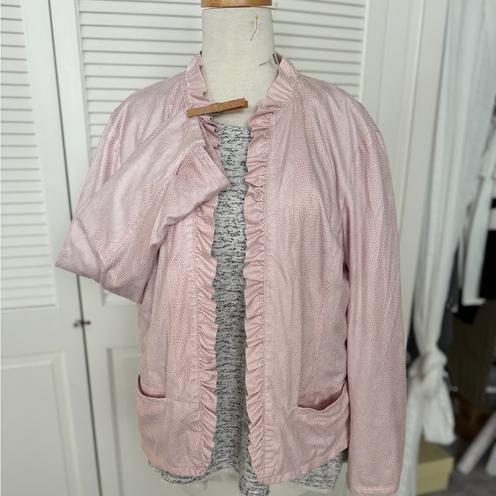 Chico's Soft Pink Ruffled Blazer